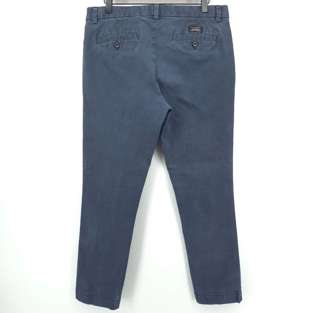 Banana Republic Mens Pants Fulton Skinny 33x30 Blue Chino Stretch Micro Pattern